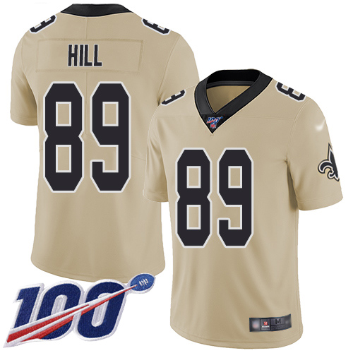 Men New Orleans Saints Limited Gold Josh Hill Jersey NFL Football 89 100th Season Inverted Legend Jersey